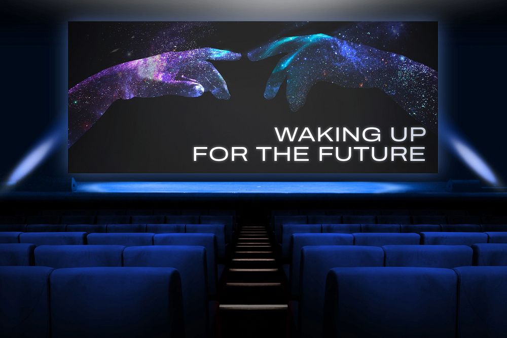 Movie screen editable mockup, futuristic design