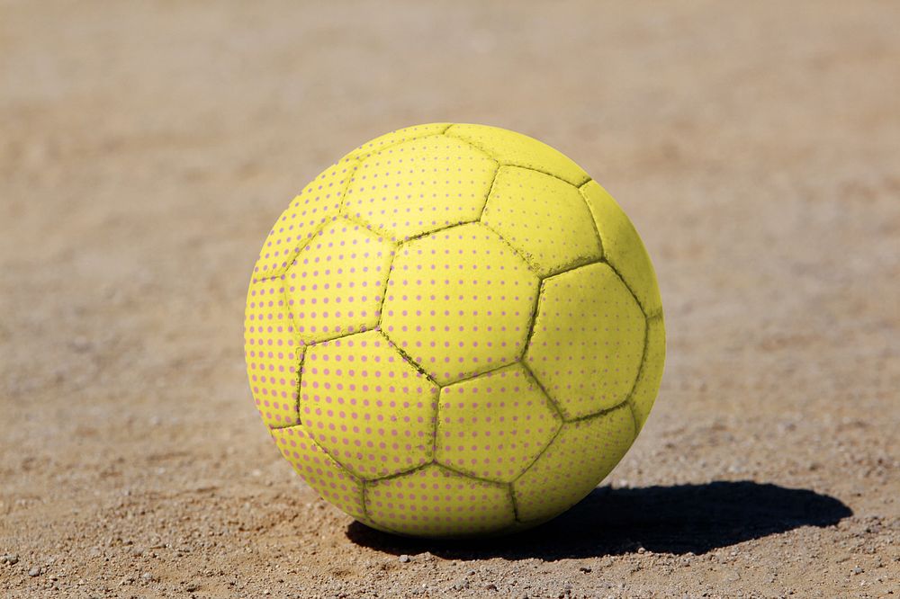 Yellow soccer ball mockup, editable object design