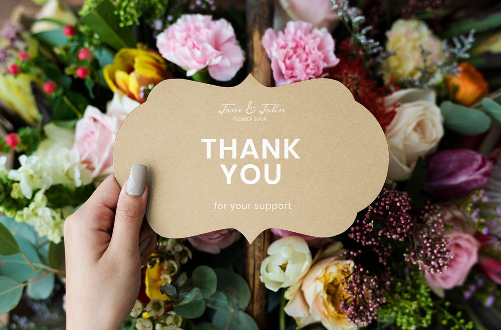 Thank you card mockup, editable design