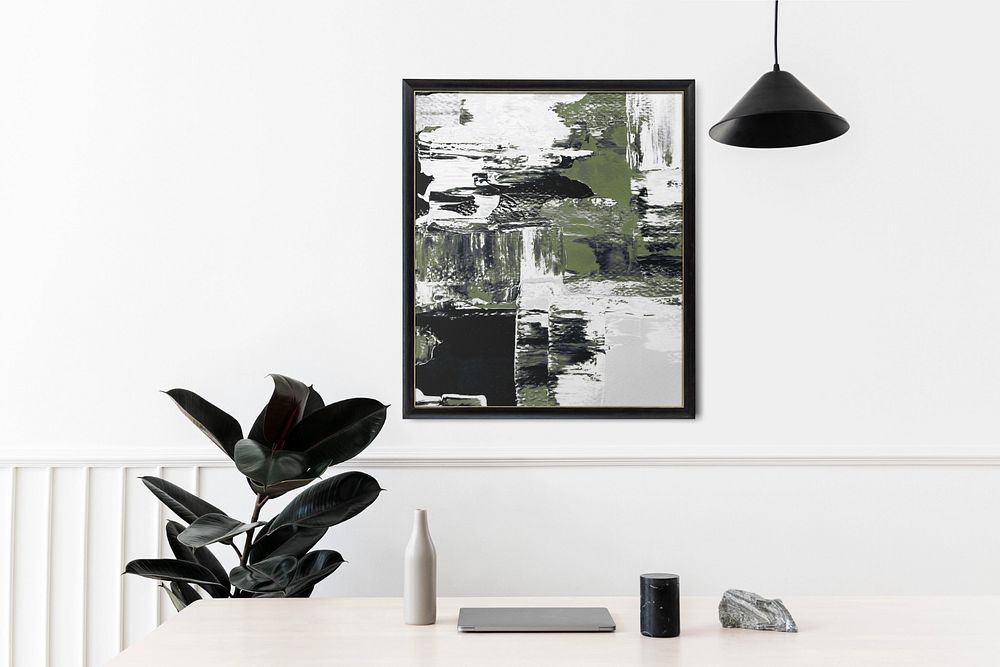 Black picture frame mockup, editable wall decor design