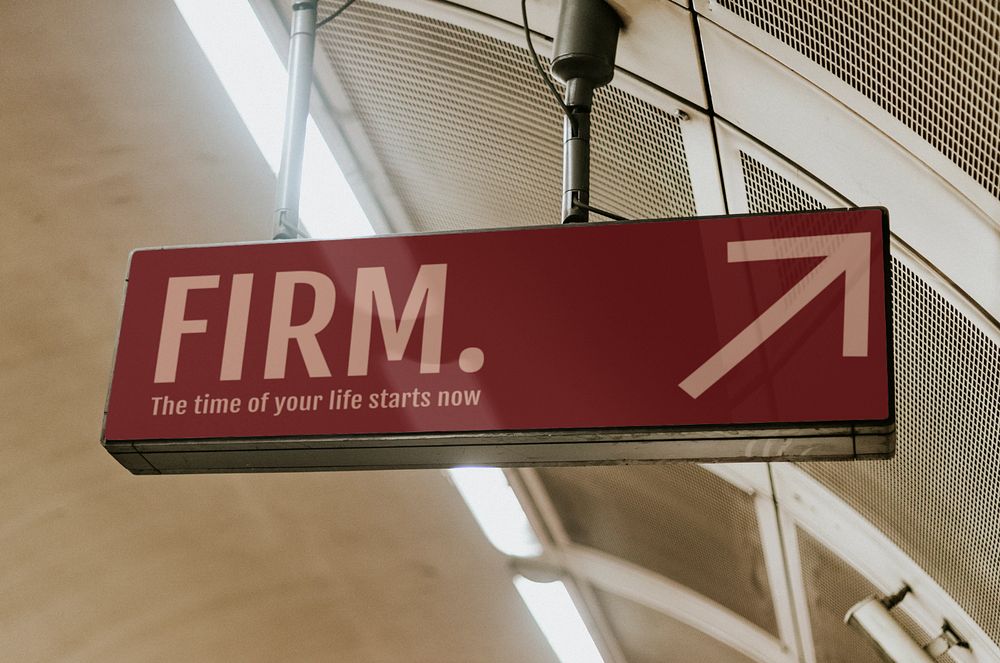 Red hanging sign mockup, editable design