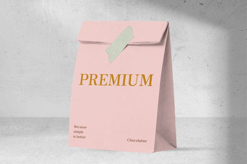 Pink pouch bag mockup, editable product packaging design