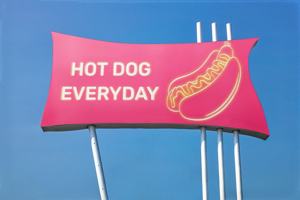 Editable pink billboard sign mockup