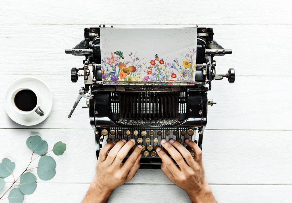 Editable typewriter's paper mockup design