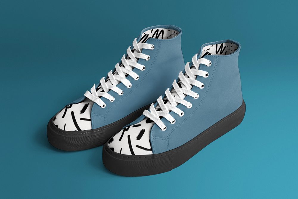 High top sneakers editable mockup, street fashion