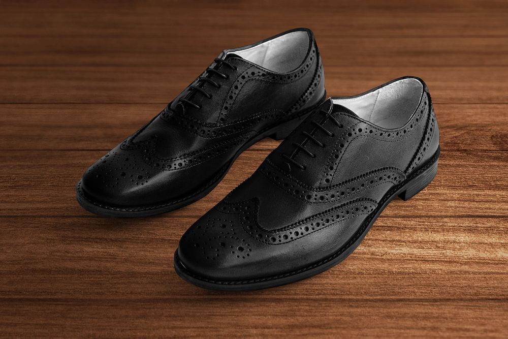 Men's leather derby editable mockup, formal shoes