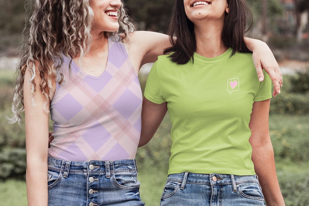 Women's Summer apparel mockup, editable tank top & tee design