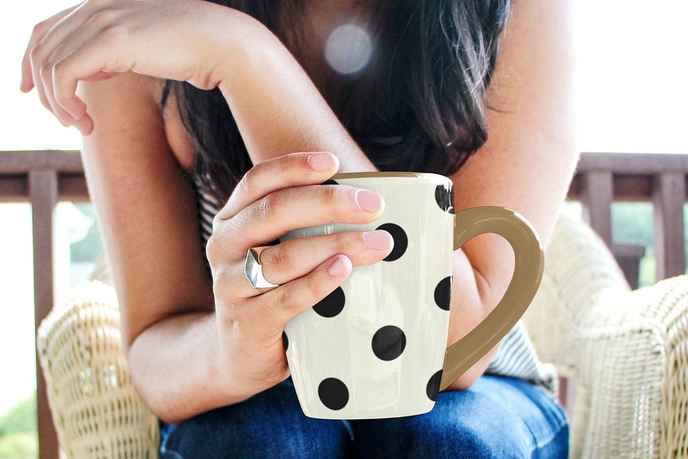 Polka dot mug editable mockup