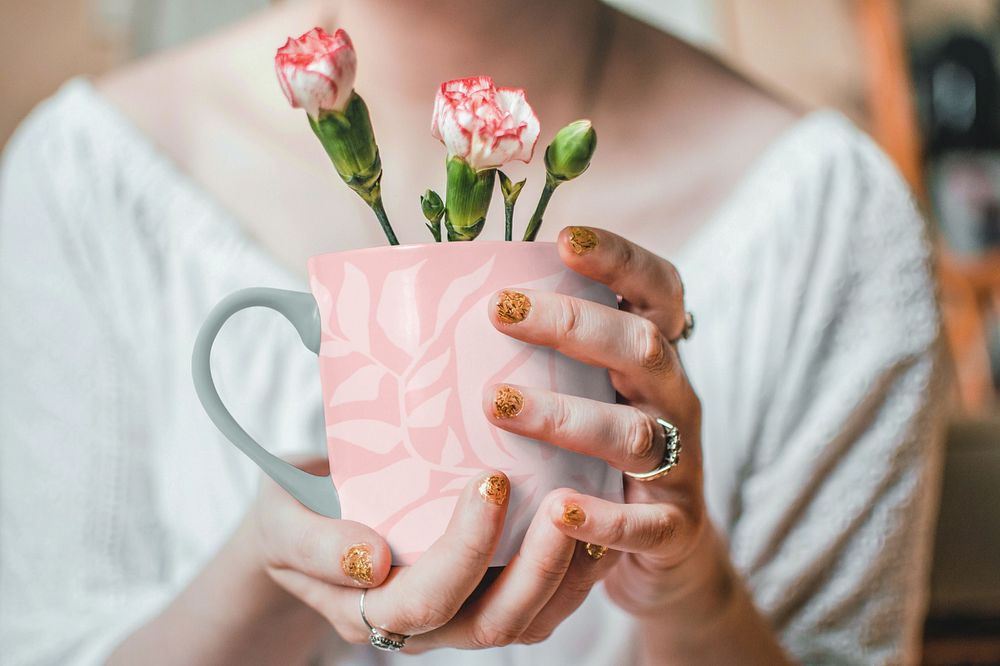 Flower mug editable mockup