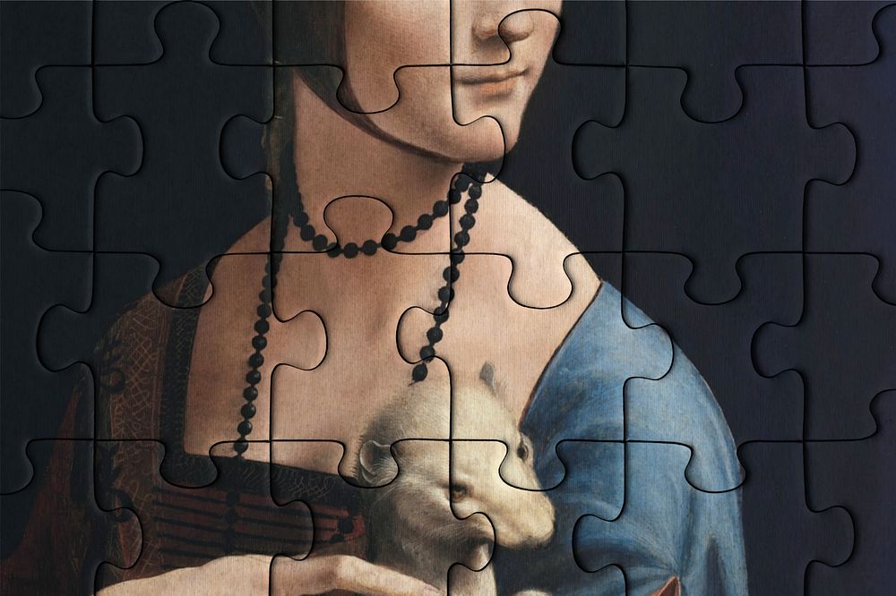 Jigsaw puzzle mockup, editable design. Artwork by Da Vinci remixed by rawpixel.