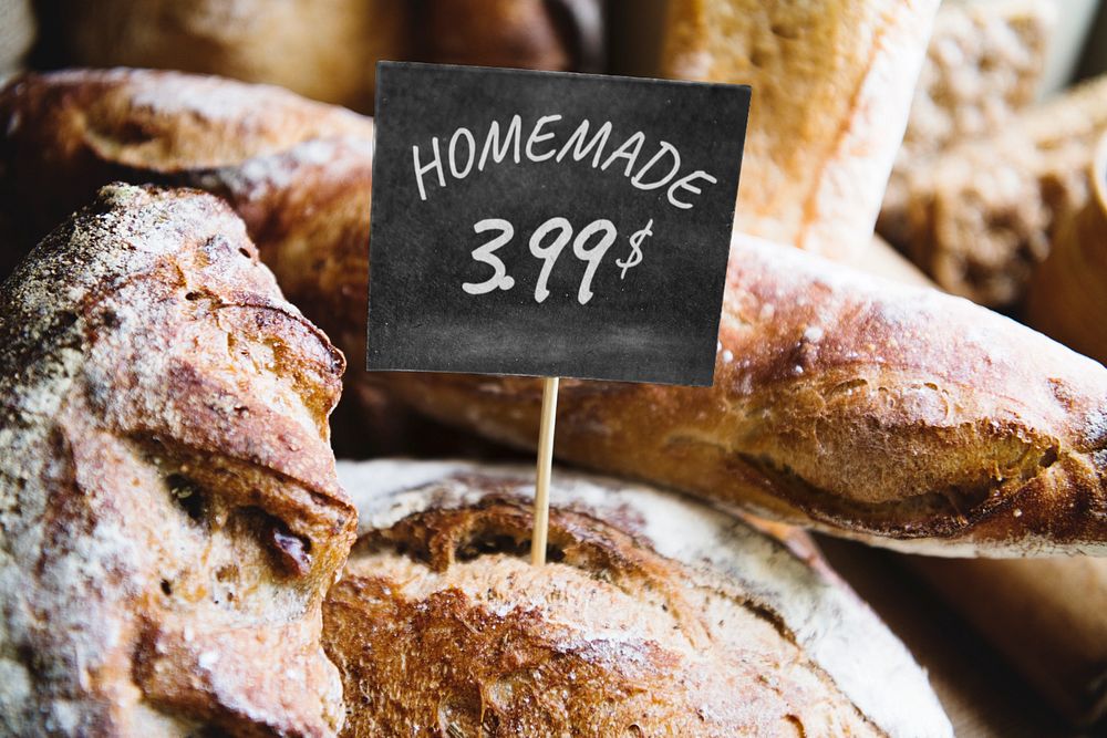 Bakery price tag mockup, editable design