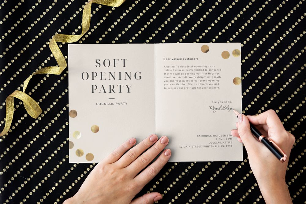 Party invitation card editable mockup