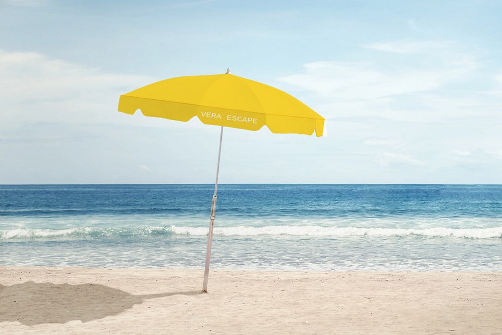 Beach umbrella mockup, editable design