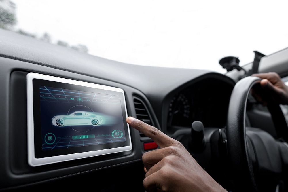 Infotainment system car screen mockup, editable design