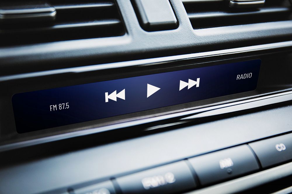 Car radio stereo screen mockup, editable design