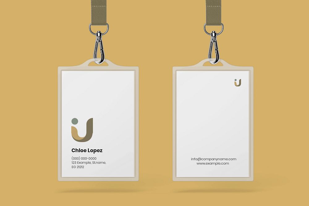 ID cards mockup, yellow 3D design 