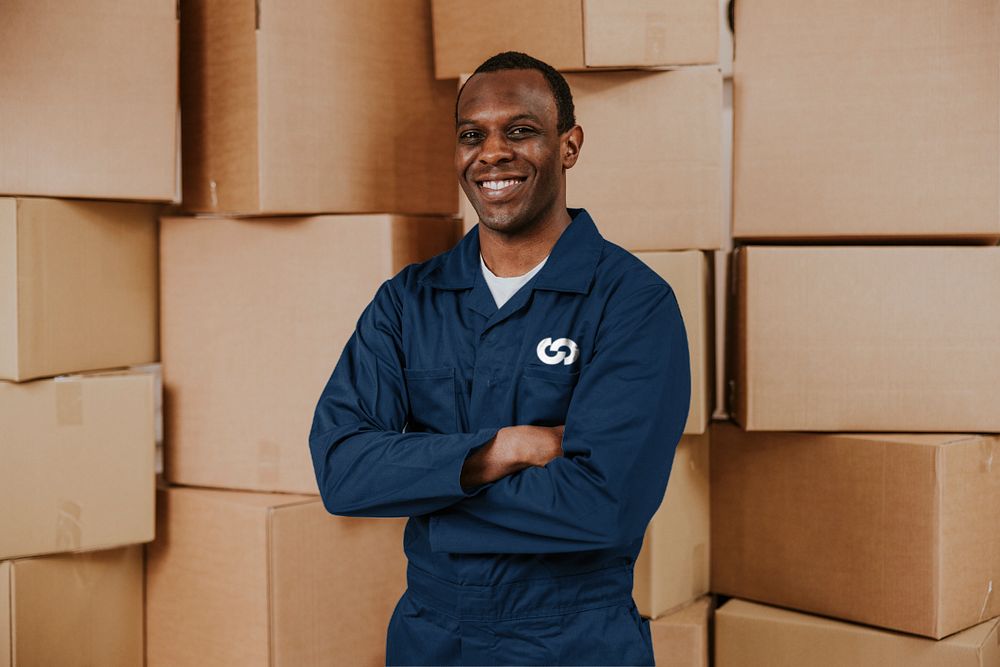 Uniform mockup, delivery man photoshoot 