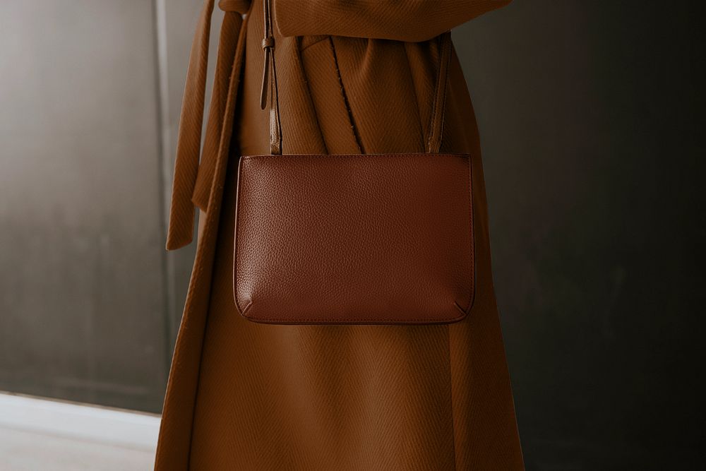 Leather bag mockup, women's fashion