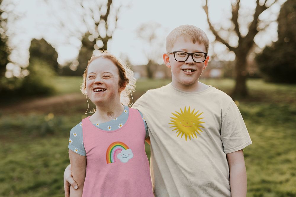 Kids T-shirt mockup, outdoor photoshoot 