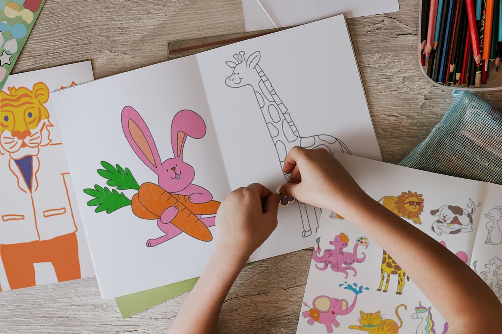 Paper mockup, kids drawing activity 