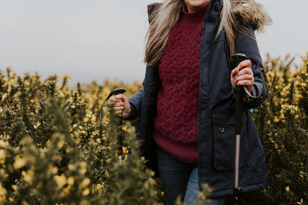 Knitted shirt mockup, hiking outfits