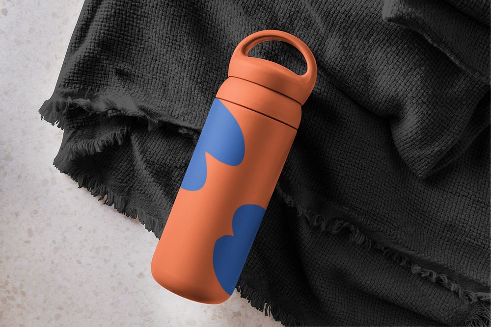 Thermal bottle mockup, colorful product editable design