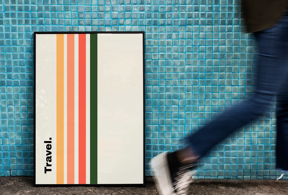 Photo frame customizable mockup, colorful stripes image