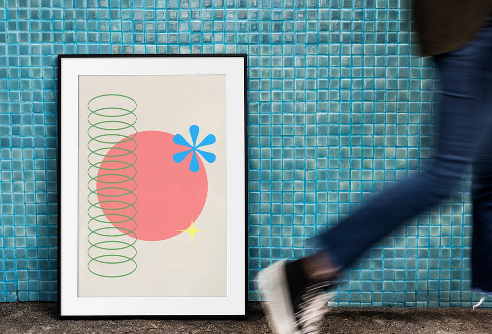 Photo frame  customizable mockup, abstract shapes