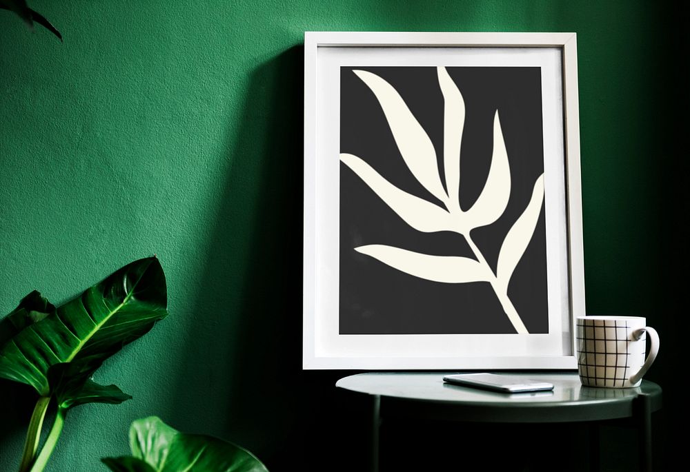 Photo frame mockup, houseplant decor