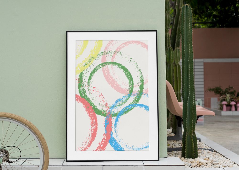 Photo frame editable mockup, street art decor