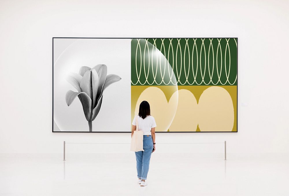 Art gallery canvas sign mockup, editable design