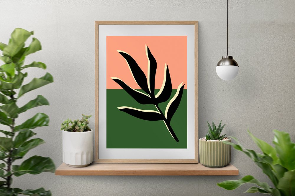 Photo frame mockup, houseplant decor