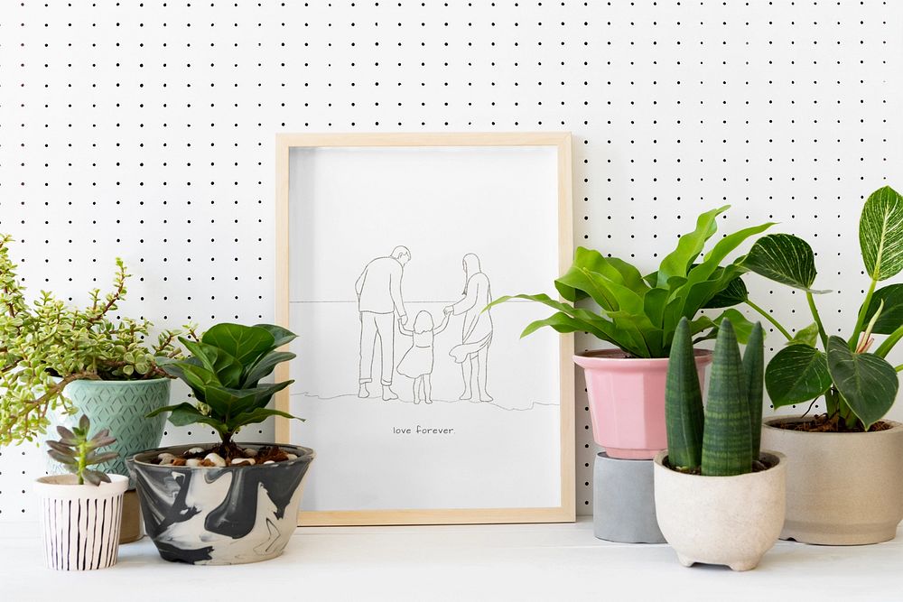 Photo frame mockup, houseplant decor