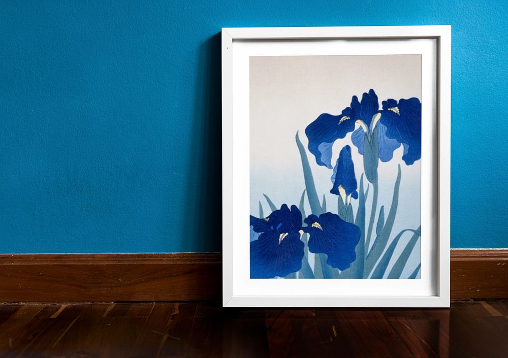 Photo frame mockup, flower image, home decor