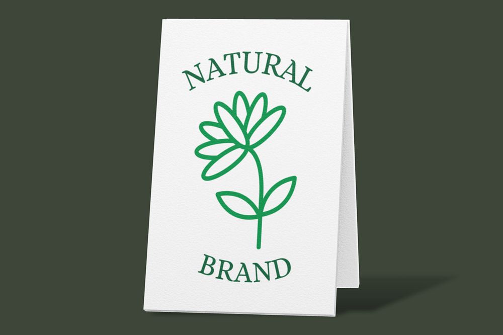 Foldable a-frame sign mockup, flower logo