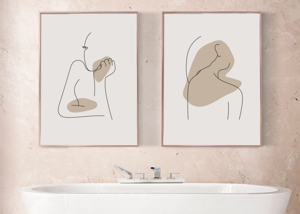 Picture frames mockup, bathroom decor