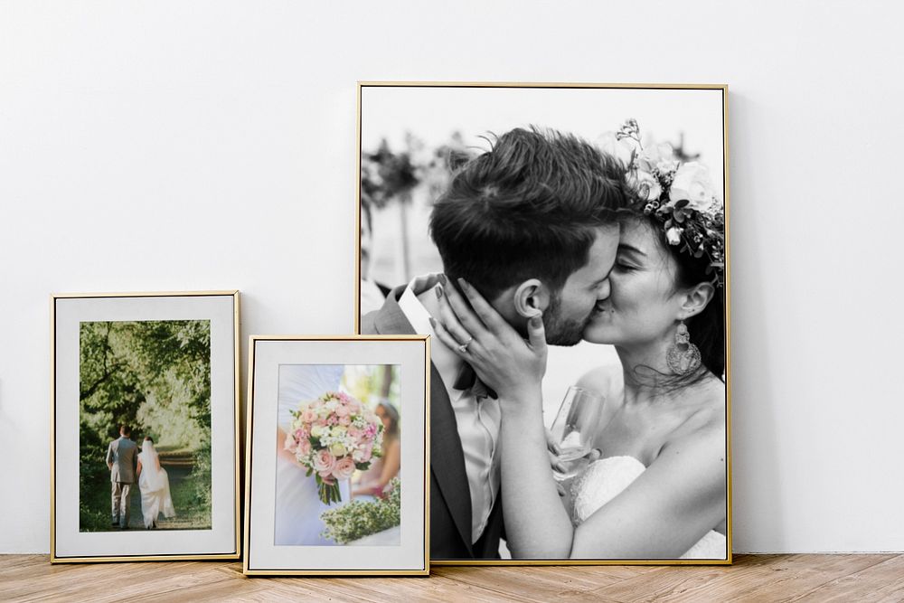 Wedding photo customizable frame mockup, home decor