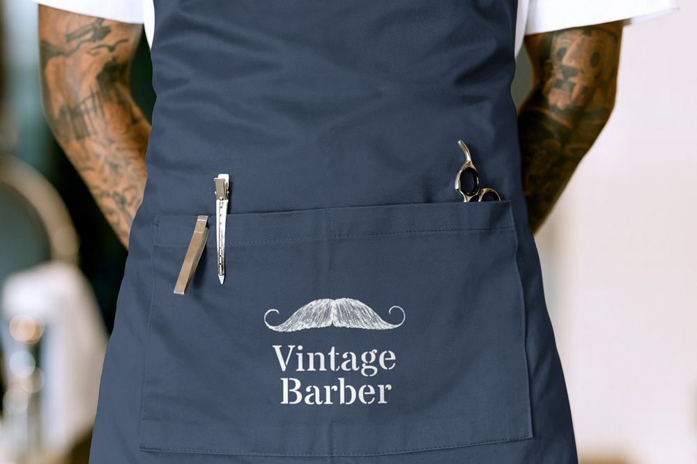 Apron mockup, editable barber uniform design