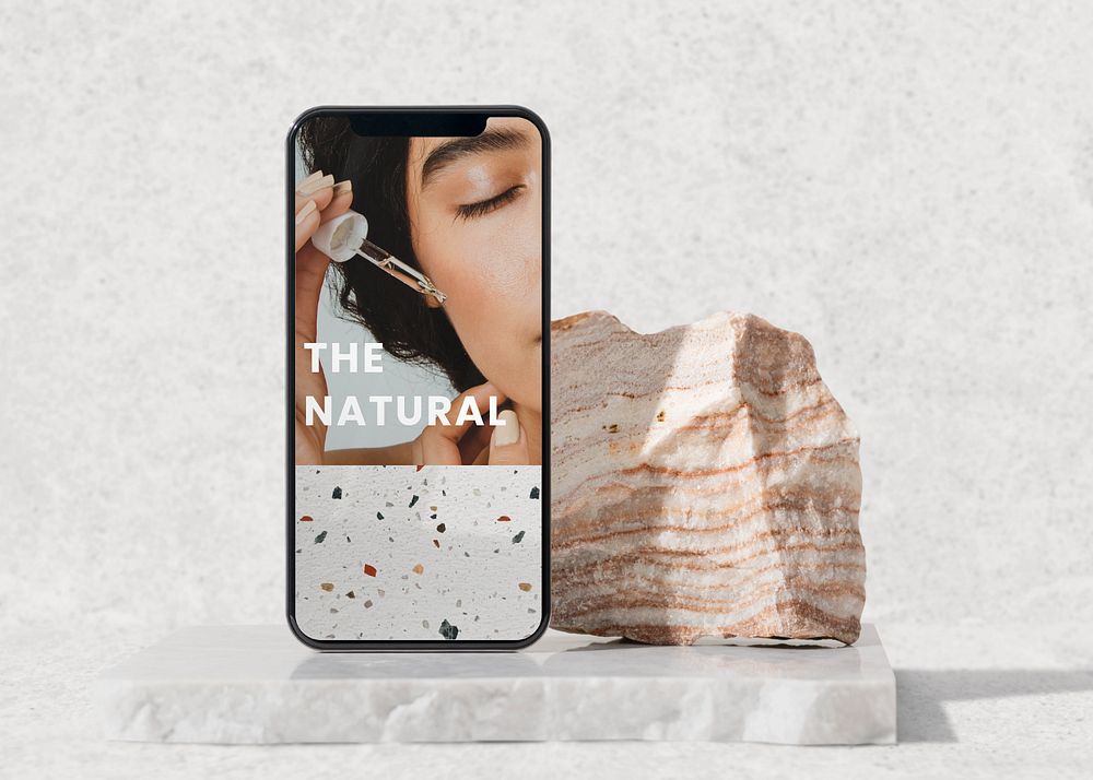 Beauty ad, mobile mockup, editable phone screen