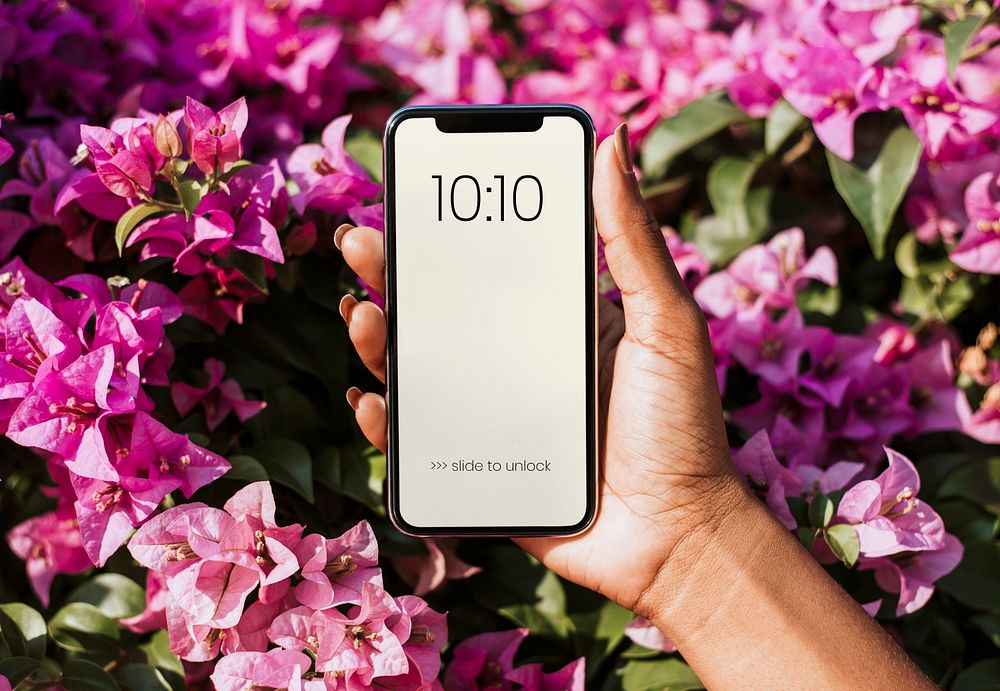 Flower mobile mockup, editable phone screen