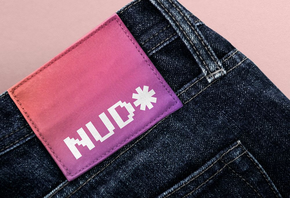 Clothing label mockup on jeans