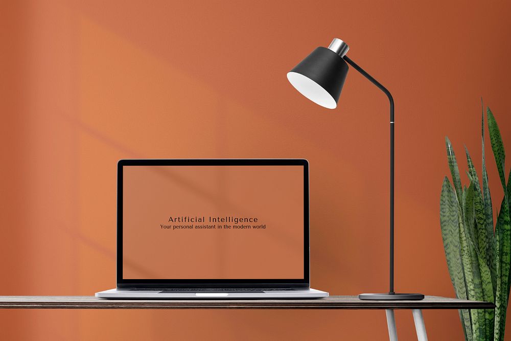 Aesthetic laptop mockup, customizable notebook screen