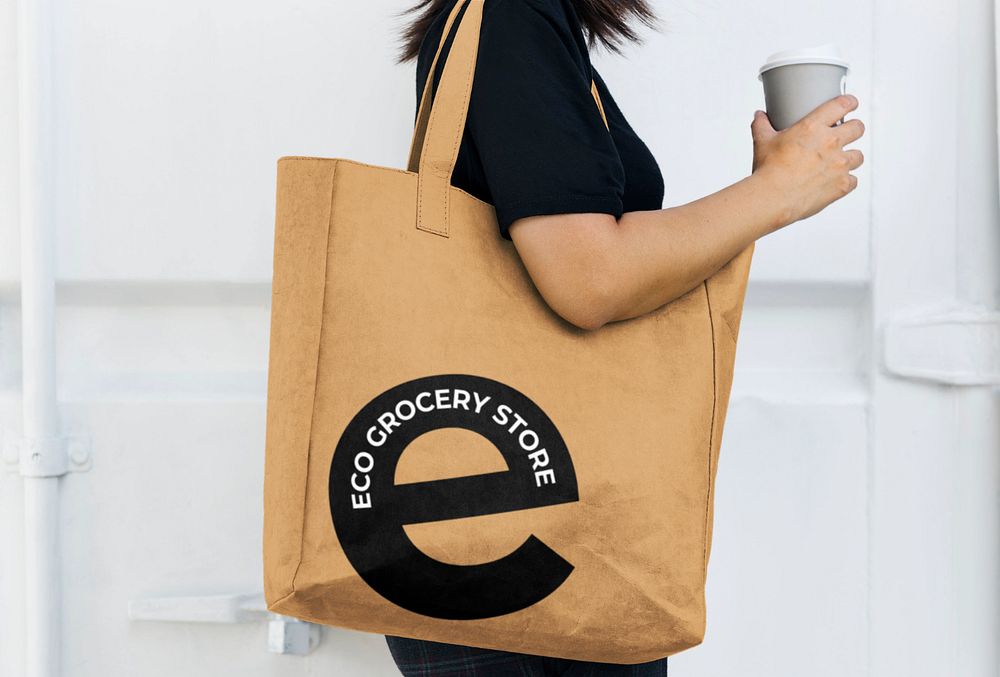 Large tote bag mockup, editable design