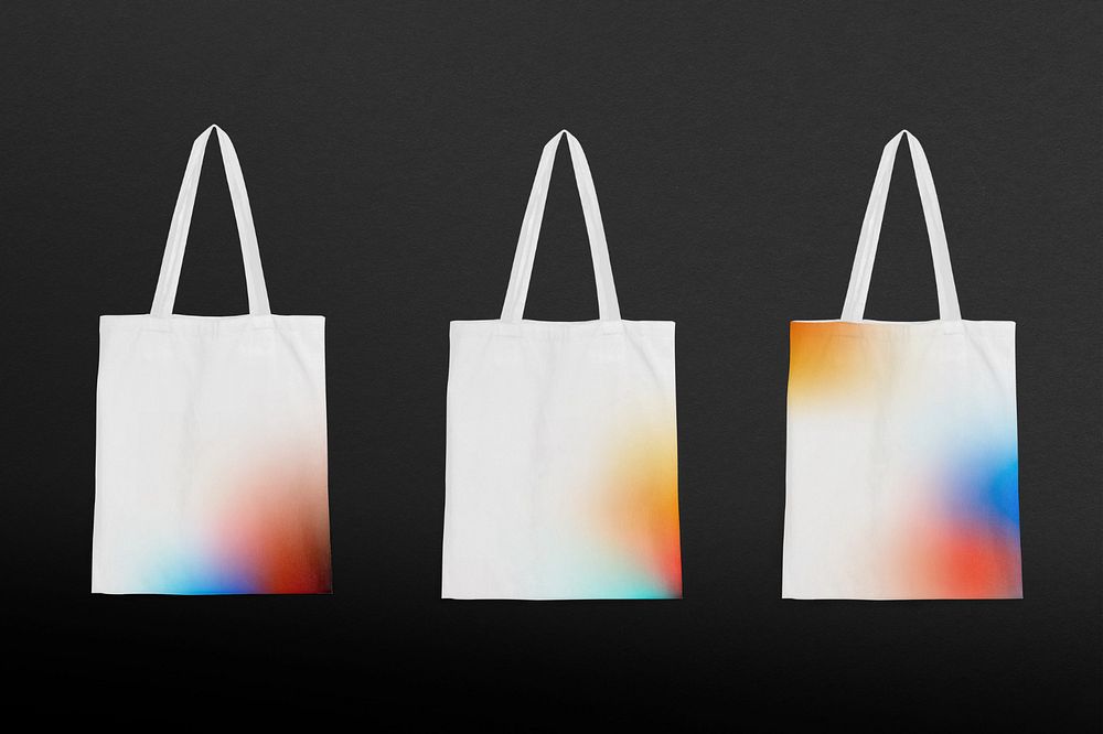 Canvas bag mockups in a row