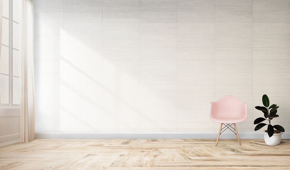 Room wall editable mockup, chair design