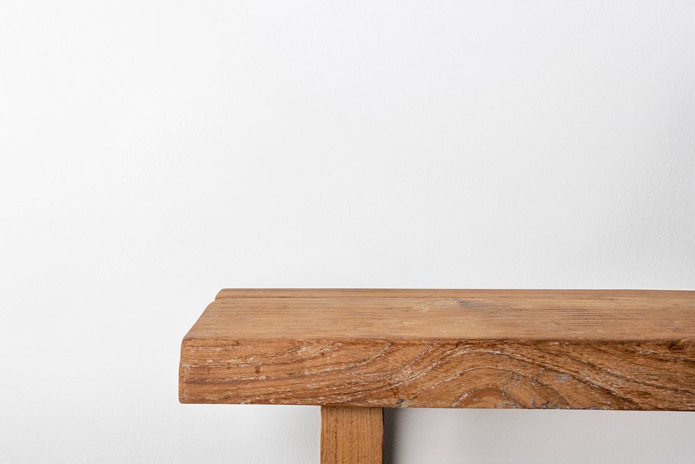 Wall mockup, wooden table design 