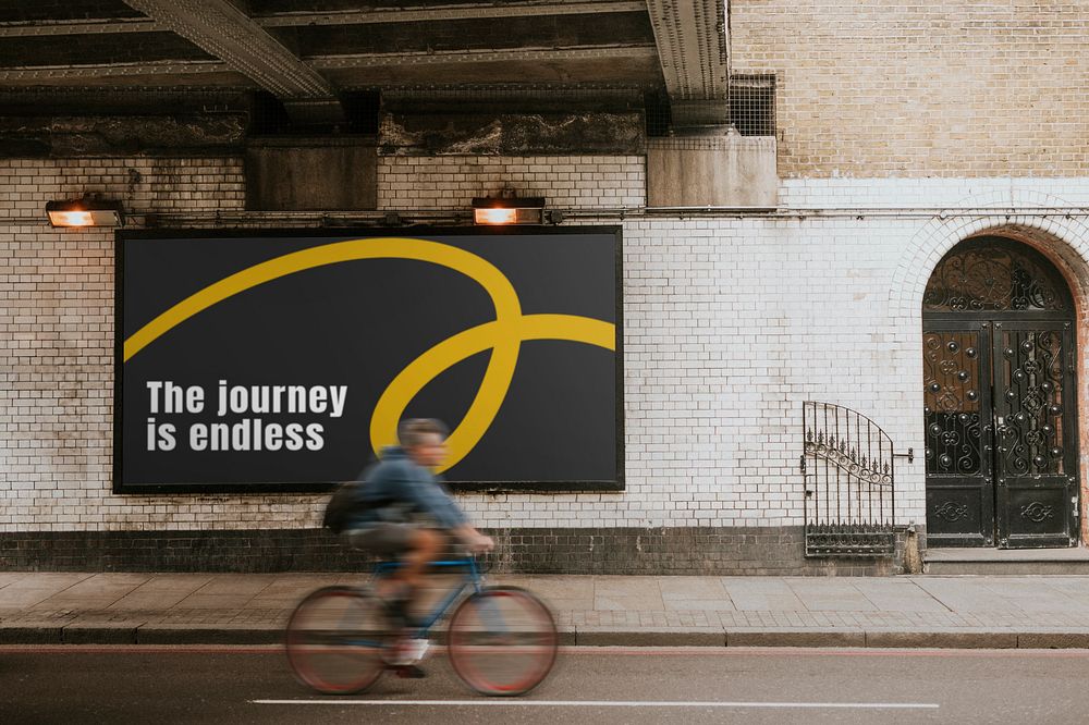 Billboard mockup, brick wall outdoor design