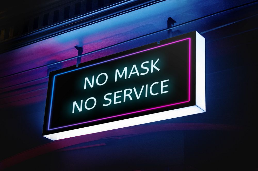 Neon sign mockup, no mask no service design