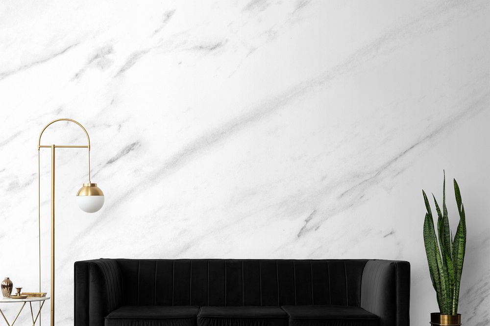 Luxury living room wall mockup, marble design