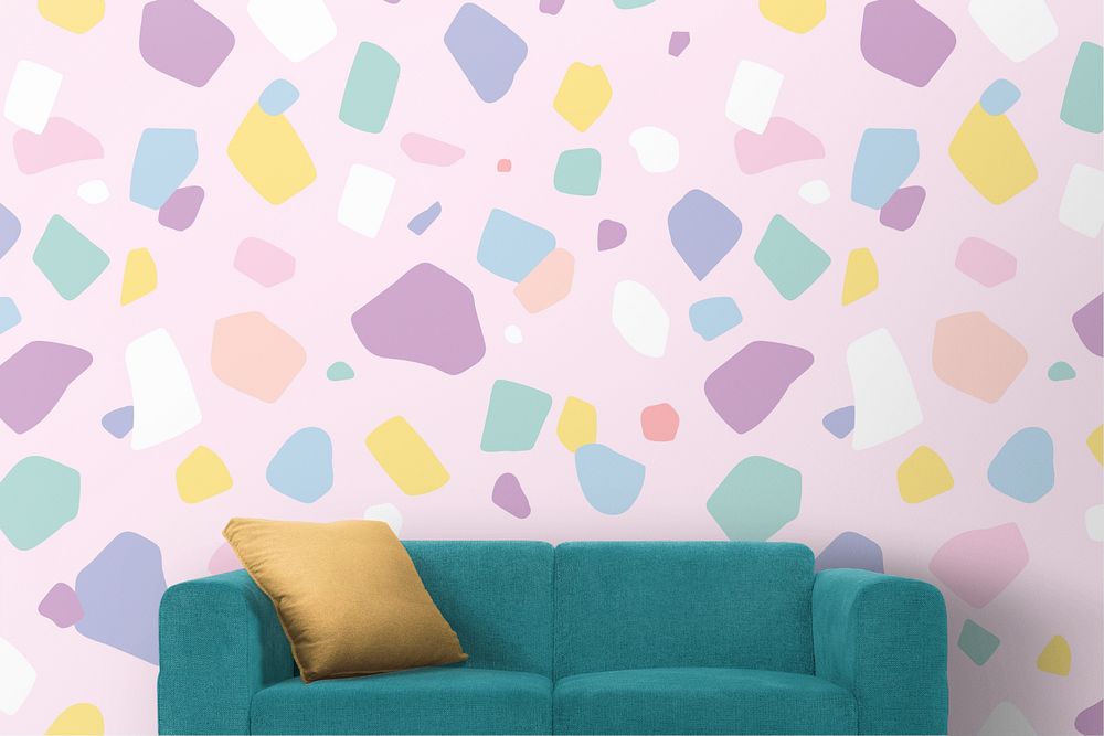 Terrazzo wall mockup, editable design 